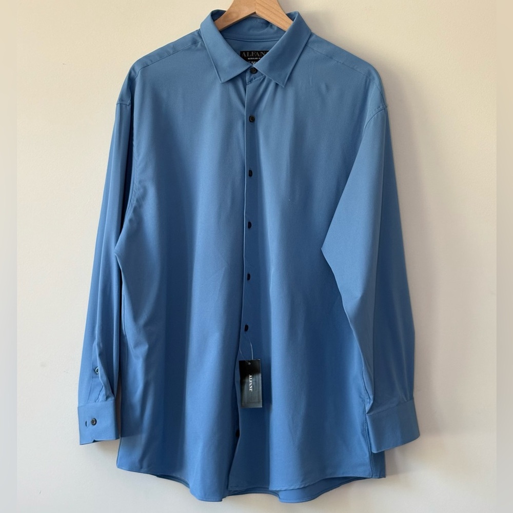 NWT Alfani Mens Solid Knit Button-Down Shirt - Picture 2 of 8